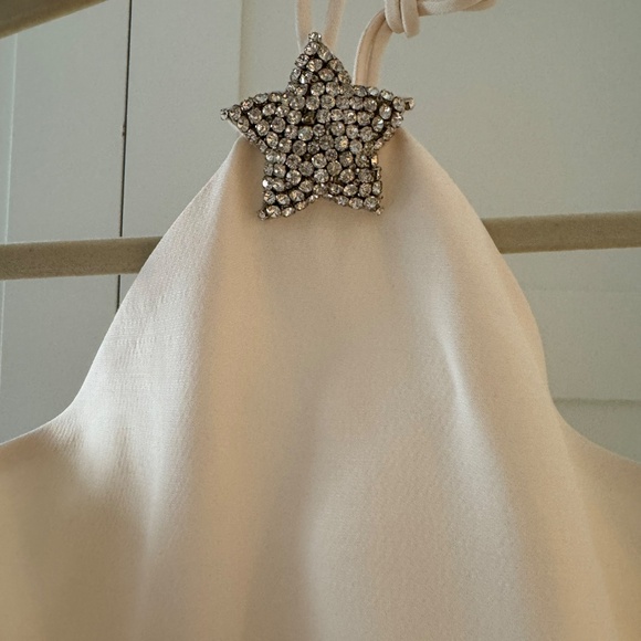 NWT VALENTINO Off-White Crystal Star Wool Crepe Minidress, size 48 - Picture 5 of 7